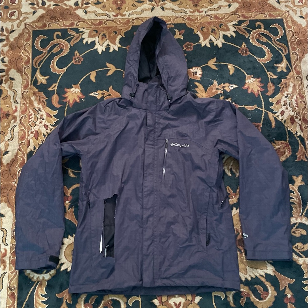 COLUMBIA OMNI-HEAT INTERCHANGABLE DARK GREY WINDBREAKER COAT JACKET SIZE MEDIUM